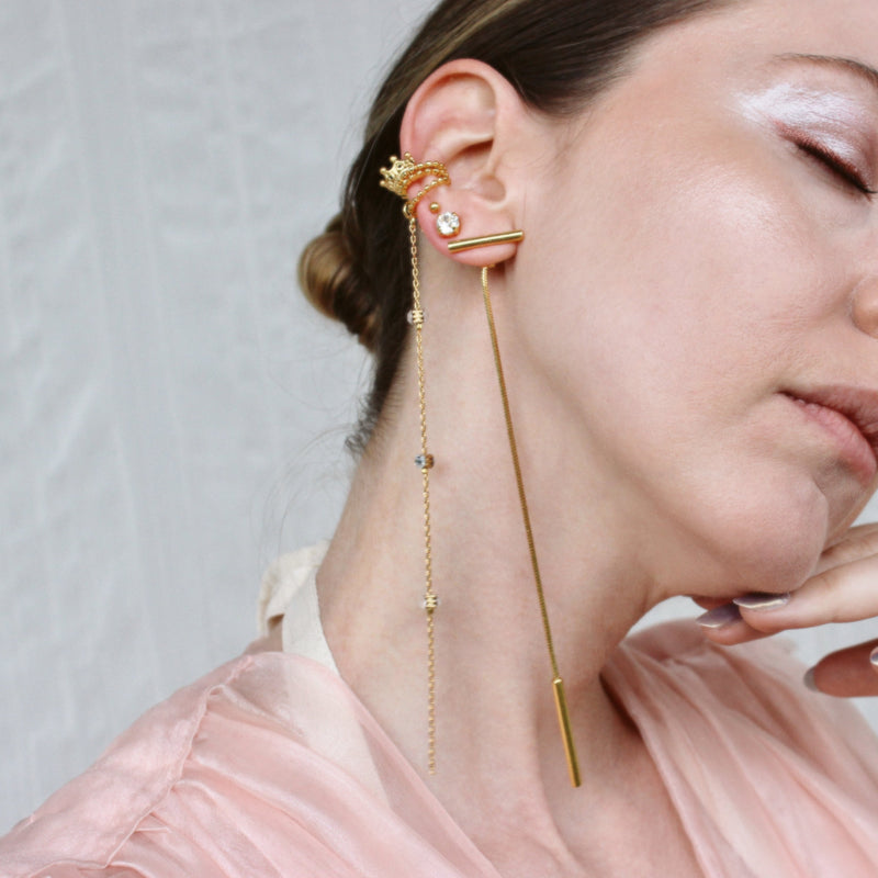 Dangle Earrings Long Earrings  Asymmetrical Earrings Cool earrings Elegant Earrings Long Goldplated Earrings Fashion Jewelry