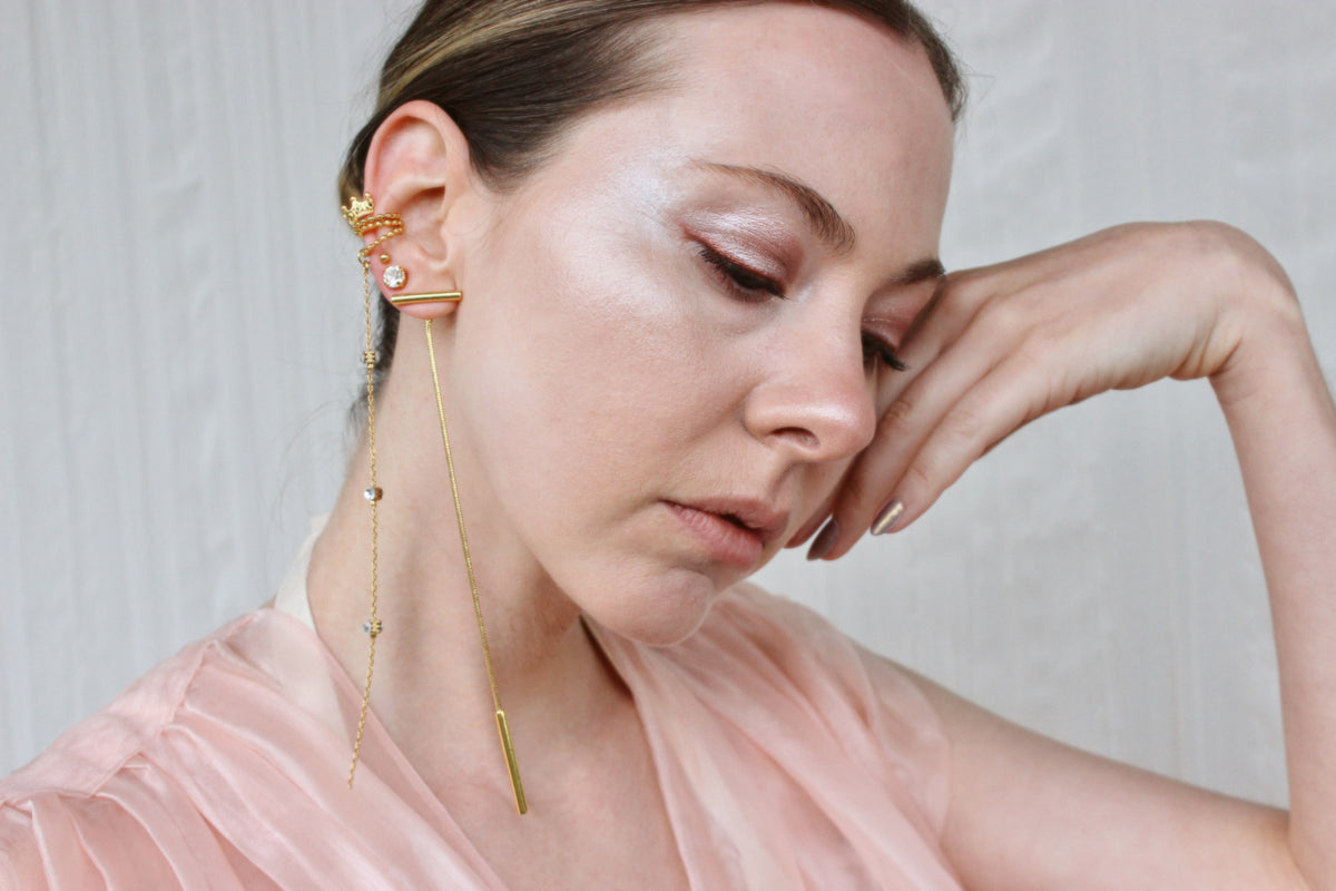 Long Earrings Dangle Earrings Asymmetrical Earrings Cool earrings Elegant Earrings Long Goldplated Earrings Fashion Jewelry